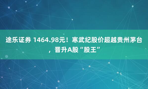途乐证券 1464.98元!寒武纪股价超越贵州茅台,晋升A股“股王”
